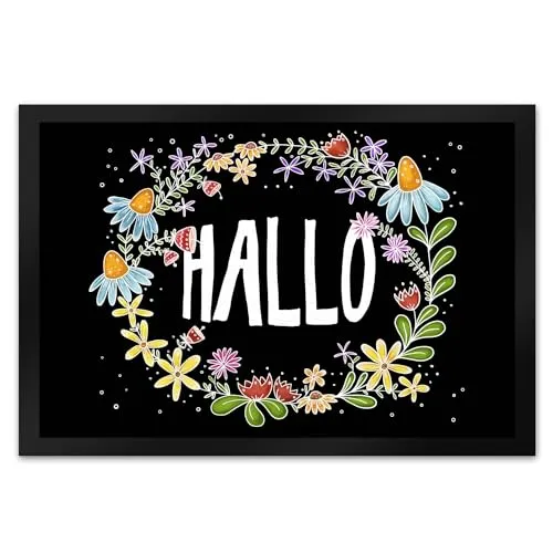 trendaffe - Hallo Fußmatte XL mit Blumen Motiv