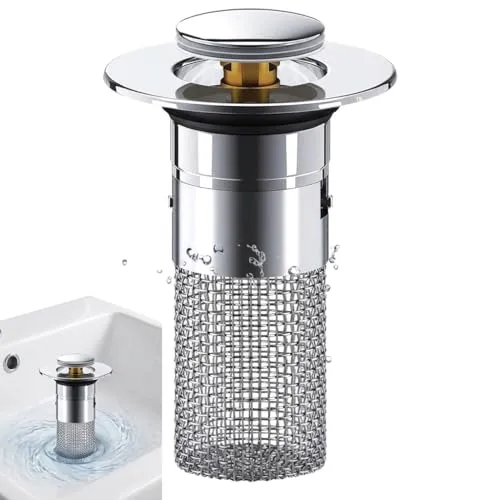 Abflussstopfen Waschbeckenstöpsel Mit Sieb,Pop Up Ablaufventil,Universal Für 32-40mm Abflüsse,Abflusssieb Waschbecken,Haarsieb Dusche Badewanne,Spülbecken Stöpsel,Badewannenstöpsel,Abflussfilter Bad