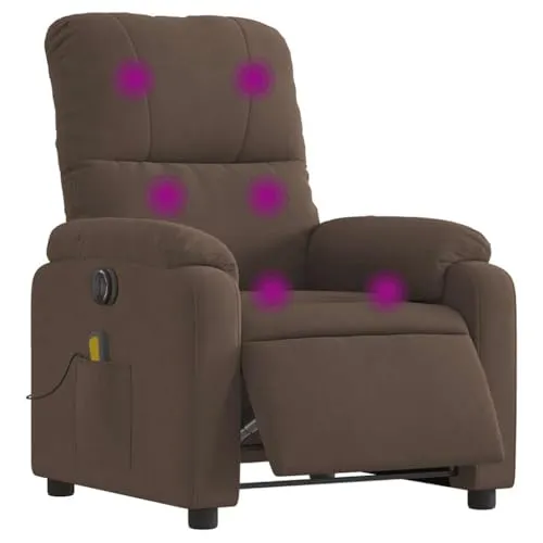 vidaXL Elektrischer Massagesessel mit Liegefunktion - Relaxsessel mit 6 Massagepunkten und elektrischer Liegefunktion bis 135 Grad, ideal für entspannende Momente. Bequemes Mikrofasergewebe und praktische Seitentasche bieten zusätzlichen Komfort.