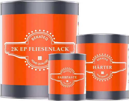 BEKATEQ 2K Fliesenlack für Boden- und Wandfliesen, 1kg Beige seidenglänzend, außen & innen - geruchsarm, entlüftet, wasserfest, schnelltrocknend, hochdeckend - Für Küche, Bad, Garage BK-721F
