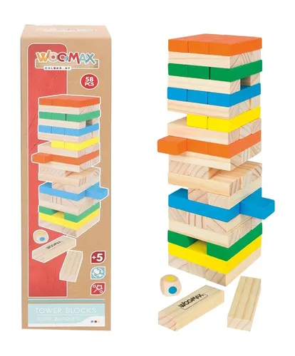 COLORBABY Balancierturm aus Holz mit 58 Teilen PLAY-AND LEARN