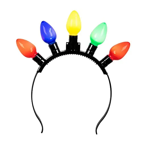 Boland 31201 - Party-Tiara mit LED, Haarreif mit Beleuchtung, mehrfarbig, für Erwachsene, Kopfschmuck, Glühbirnen, Karneval, Fasching, Fastnacht, Mottoparty, Halloween
