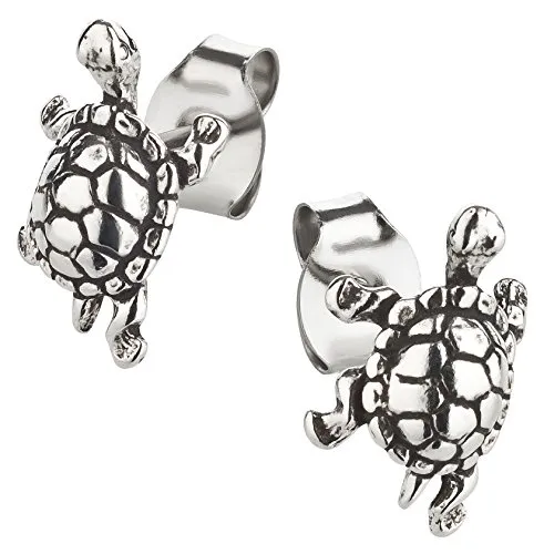 Ohrstecker Ohrringe Schildkröte Silber 925 Sterling als Ohrschmuck mit kleiner Schmuckbox - 7K - Schmuck Geschenke für Damen, Mädchen, Jungen, Kinder und Herren