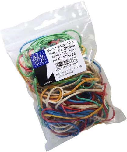 Produktbild ALCO Gummibänder Gummiring Naturkautschukgröße sortiert 50g