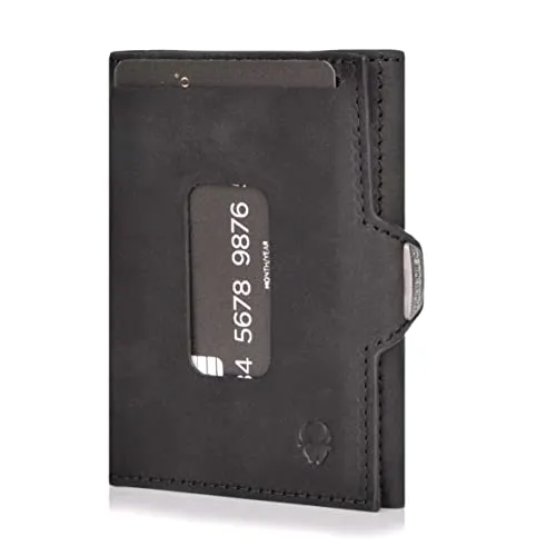 DONBOLSO Wallety XS Slim Wallet aus Echtleder - Kompaktes Kartenetui mit Münzfach und RFID Schutz - 5 Kartenfächer, Platz für Scheine und Münzen - Klein und handlich, ideal für Alltag und Reisen