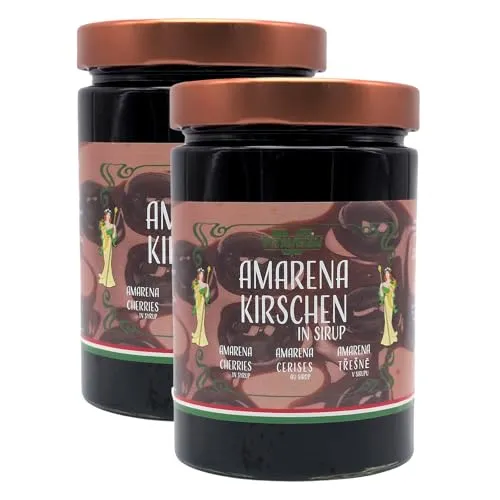 VITAVEGGY Amarena Kirschen in Sirup 2x 680g Italienische Spezialität, perfekt für Eiscreme, Pudding, Kuchen, Joghurt, Kirschkompott, Blätterteig, Strudel & Weihnachtsstollen, in Italien hergestellt