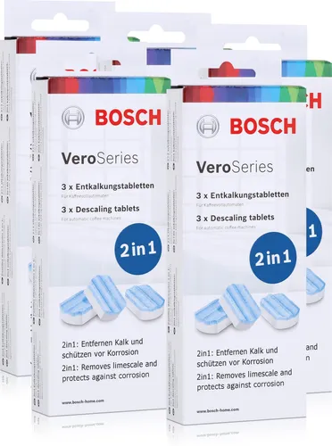 Bosch VeroSeries TCZ8002 Entkalkungstabletten 2in1 für Kaffeevollautomaten - Entkalker für Kaffeevollautomaten – entfernt Kalk und schützt vor Korrosion für langanhaltenden Kaffeegenuss.