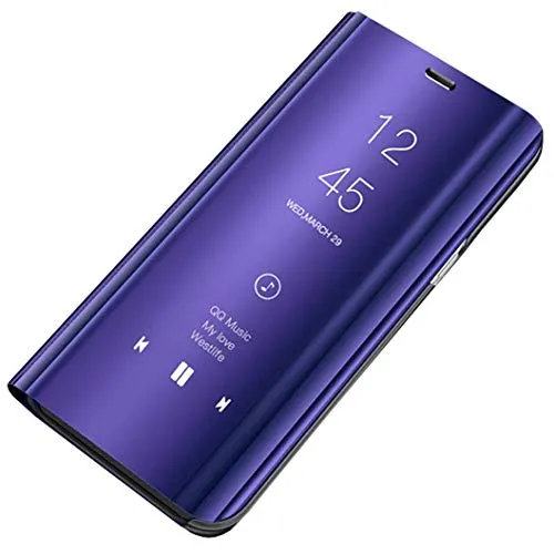 Produktbild Jacyren Galaxy S10 Plus Clear View Leder Hülle Cover, Galaxy S10 Plus Handyhülle Spiegel Schutzhülle Flip Tasche Case, Stand Feature Schutz Schale Etui Hülle für Samsung S10 Plus (S10 Plus, Violett)