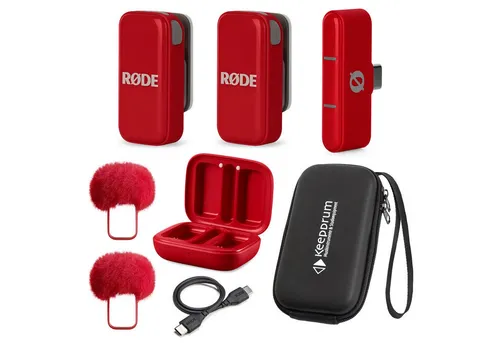 RØDE Wireless Micro Drahtloses Mikrofon-System USB-C Rot – Vorteilset mit Soft-Case - Vielseitiges drahtloses Mikrofon-System für Smartphones mit USB-C. Kompakt, einfach zu bedienen und ideal für Interviews und Vlogs. Inkl. Soft-Case für optimalen Schutz und Transport.