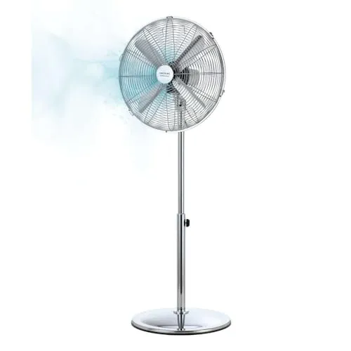 Cecotec Standventilator EnergySilence 620 Retrostyle. 50 W, Chrom-Finish, 16 Zoll Durchmesser mit 4 Flügeln, 3 Geschwindigkeiten, Oszillation, höhenverstellbar, maximale Sicherheit