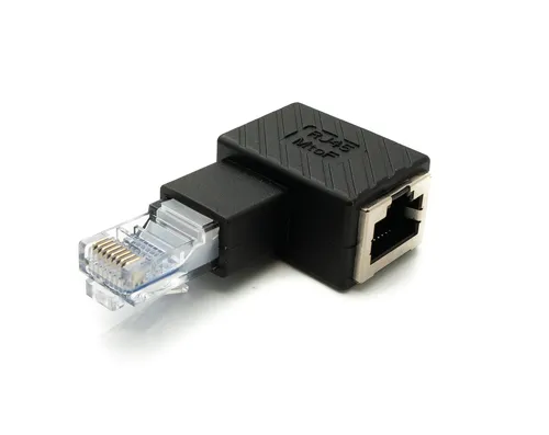 LAN Adapter RJ45 Stecker zu Buchse Winkel Ethernetadapter Kabel in Schwarz