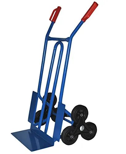 Trestles Profi Sackkarre Treppensteiger S01HS blau - Sackkarre mit einer Tragkraft von 250 kg, ideal für schwere Lasten. Ausgestattet mit Vollgummireifen und Sicherheitsgriffen für sicheren Transport.