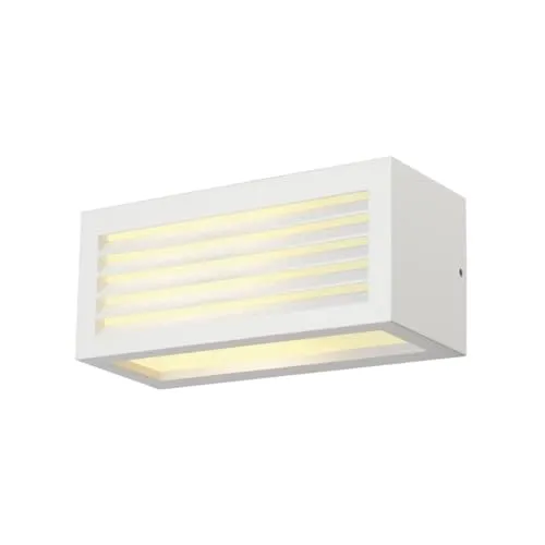 SLV BOX-L 232491 Außenwandleuchte E27 Weiß - Elegante Außenbeleuchtung - Lampen: Einflammige Wandleuchte aus lackiertem Aluminium und satiniertem Acryl, ideal für den Außenbereich dank IP44 Schutzart.