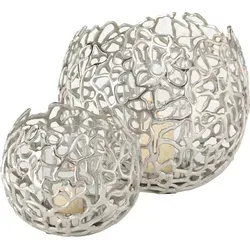Boltze Windlicht Fidan Aluminium 2er-Set in silber von BOLTZE