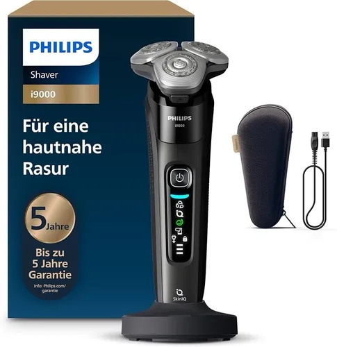 PHILIPS X9000/10 Elektrorasierer – Präzise Rasur in Tiefschwarz - Elektrorasierer mit Triple Action Lift & Cut-System, Dual SteelPrecision Klingen und SkinIQ-Technologie für eine schonende, gründliche Rasur, ideal für jeden Barttyp.