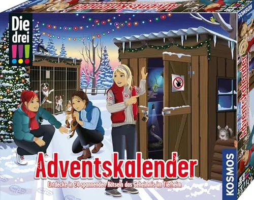 KOSMOS 632557 Die drei Adventskalender 2024 - Spannender Detektiv-Adventskalender, mit 24 Rätseln und Gimmicks für Hobbydetektive ab 8 Jahren