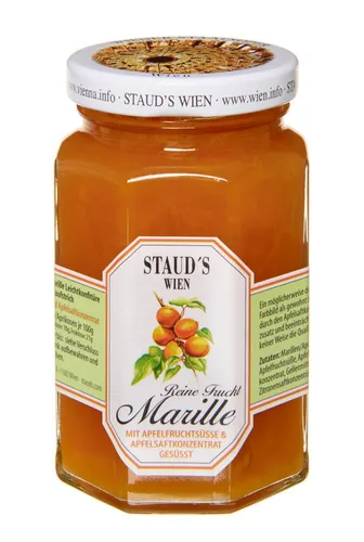 Staud's Wien - Reine Frucht Marille / Aprikose 250g - Brotaufstrich mit 60% Fruchtgehalt, hergestellt in Österreich, ideal für ein fruchtiges Frühstück ohne Allergene.