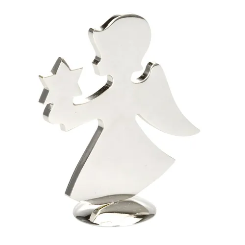 kleiner glänzender versilberter Deko Engel 8.5 cm hoch