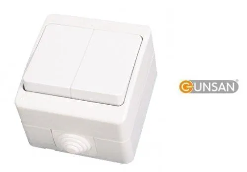 IP54 Schalter Lichtschalter Serienschalter Feuchtraum Aufputz Weiß 2xSchalter