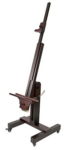 Paintersisters® Atelier Staffelei PRAG - Profi-Staffelei aus Buchenholz - Staffelei für Künstler: Flexibel einstellbar für Leinwände bis 180 cm, stabiler Stand durch H-Fuß und feststellbare Rollen, ideal für Atelier und als Designobjekt.