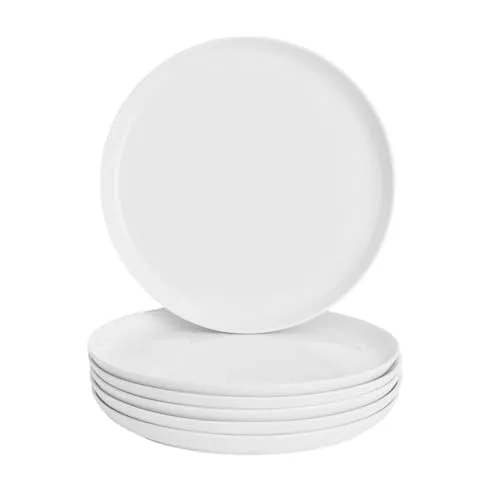 WishDeco Keramik Teller 6er Set, Flache Speiseteller 23cm, Porzellan Geschirrset für jeden Anlass