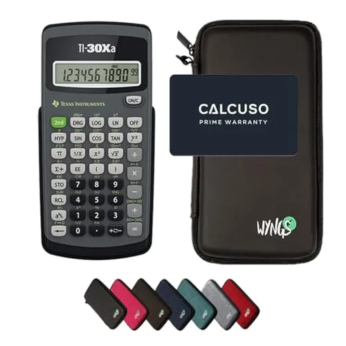 TI-30Xa Taschenrechner inklusive Schutztasche von WYNGS in Schwarz - Basic Set