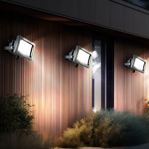 LED Baustrahler 3er Set, 10W 750lm Tageslichtweiß - Hochwertige Außenstrahler aus Aluminium mit IP65 Schutz, schwenkbar und ideal für die Gartenbeleuchtung. Effiziente 10W LED liefert 750 Lumen bei Tageslichtweiß. Perfekt für jeden Außenbereich!