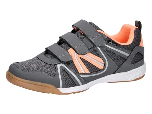 Lico Unisex Fit Indoor V Hallenturnschuhe, Grau/Lachs, 42 EU - Herren-Hallenschuhe mit transparenter TPR-Laufsohle für optimalen Grip und Stabilität während des Spiels.