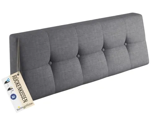 sunnypillow Palettenkissen Outdoor, UV-lichtecht, wasserdicht - Rückenkissen 120x40x20/10cm - Palettenauflage für Palettensofa für Haus und Garten - Palettenpolster für Palettenmöbel - Kissen Grau