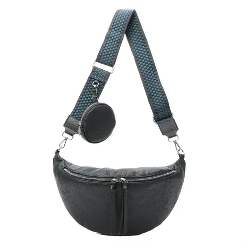 ITALYSHOP24 Schultertasche Damen Brusttasche Umhängetasche CrossBody Lederoptik Bag + Muster Gurt, Messenger Hüfttasche Bodybag Gürteltasche Bauchtasche / leicht Gewicht