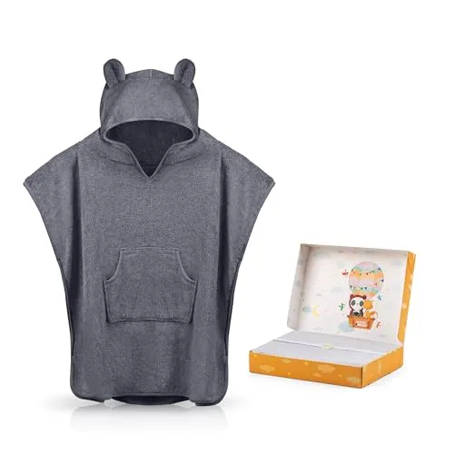 Fuchs & Panda Badeponcho - Kuscheliger Badeponcho für Babys und Kinder (0-4 Jahre) aus 100% Bambus, antimikrobiell und superweich für optimalen Komfort nach dem Baden. Ideal für Zuhause und unterwegs.