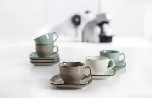 Espressotasse 80ml 6er Set Casa creme - Thermobehälter, charmantes Vintage-Design mit Unikat-Charakter und spülmaschinenfest. Ideal für kreative Mix & Match-Variationen!