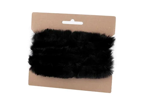 maDDma Webband 1 Fellborte 1,6 m x 2 cm Fellbesatz Kunstfell Kunstpelz Fellstrang, schwarz