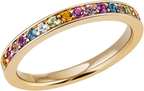 Firetti Fingerring Schmuck Geschenk Silber 925 Silberring Ring Regenbogen, mit Amethyst, Rhodolith, Citrin, Peridot, Topas