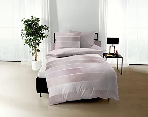 Kaeppel Bettwäsche Timeless Fein-Biber in Rosé, 1 x 80x80 + 1 x 155x220 cm - Bettwäsche-Sets aus hochwertigem Fein-Biber, kuschelig warm und ideal für kalte Nächte.