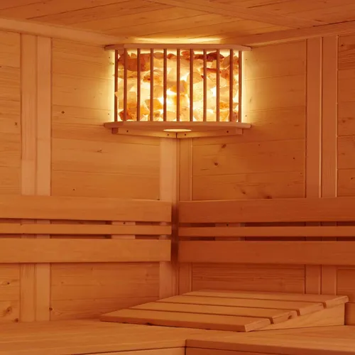 Infraworld Salzkristallleuchte - Naturbelassene Salzsteine, sanftes Licht und Luftanreicherung mit negativen Ionen für Ihre Sauna