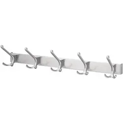 Huthakenleiste 0822-0825 mit 5 Haken, silber eloxiert - Garderobenleiste aus leichtem Aluminium mit eleganter silberfarbener Eloxierung, ideal für eine moderne und platzsparende Aufbewahrung von Jacken und Hüten.