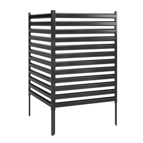 Metall Sichtschutzzaun 2 Paneele 91 x 152 cm mit Pfosten - Moderner Gartenzaun aus pulverbeschichtetem Stahl, korrosionsbeständig und UV-geschützt. Ideal für effektiven Sichtschutz im Garten. Einfache Montage mit Stecksystem und inklusive Pfosten.