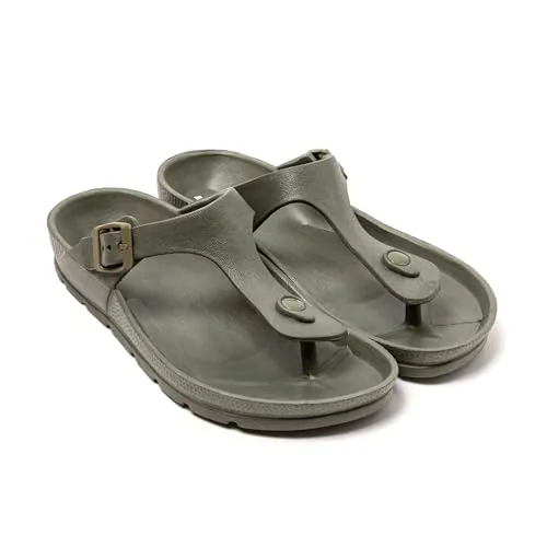 BRASILERAS Damen Sandalen mit Rutschfester Sohle bequem Schuhe für Strand/Schwimmbad/Stadt militärgrün 39 EU