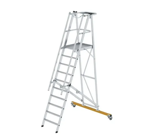 PROREGAL® Stehleiter Plattformleiter klappbar & fahrbar, beidseitigem Handlauf Alu nivello®