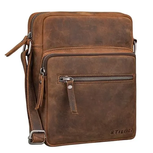 STILORD 'Maris' Herren Umhängetasche aus Echtleder - Vintage Crossbody Tasche - Praktische Leder Umhängetasche für Herren mit 2 Hauptfächern und Anti-Diebstahl Fach. Ideal für Tablets bis 8,3 Zoll. Verstellbarer Schultergurt für optimalen Tragekomfort.