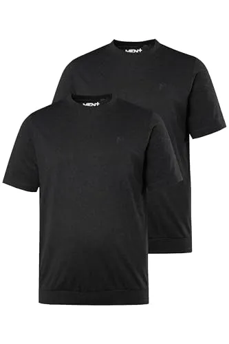 Men Plus Herren große Größen Übergrößen Menswear L-8XL Men+ T-Shirts, 2er-Pack, Bauchfit, Basic, Halbarm, bis 10 XL schwarz 4XL 836311100-4XL