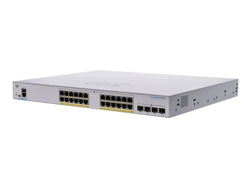 Cisco CBS350-24FP-4G-EU Switch, 24-Port PoE+ - Netzwerk-Switch mit 24 PoE-Ports (370 W), 4 SFP-Ports und Layer-3-Funktionen. Ideal für Unternehmen, die leistungsstarke Netzwerklösungen benötigen.