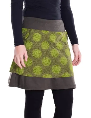 Vishes - Alternative Bekleidung - Thermorock Warmer Damen Winterröcke kurz Lagenlook aus ECO-Fleece Olive 42