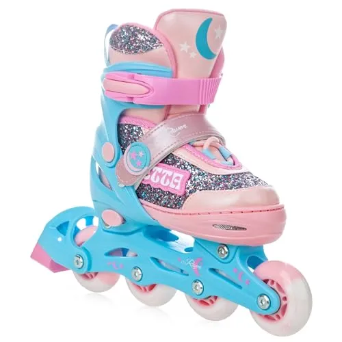 RAVEN Inline Skates Inliner für Kinder Mädchen verstellbar (Etta Blue/Pink, 34-37 (21,5cm-24cm))