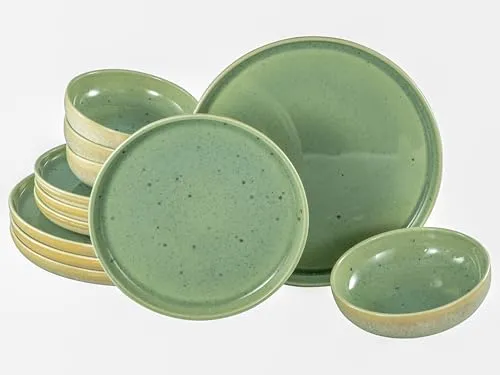 CreaTable Uno Romana Tellerset 12-tlg in grün von CreaTable