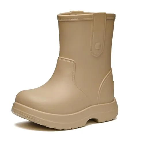 Ladeheid x Camminare Gummistiefel Kinder aus leichtem EVA wasserdicht rutschfest und angenehm flexibel mit schlichtem robustem Design für komfortable Alltagswege LA-CA-18 (Camel, 26/27 EU)