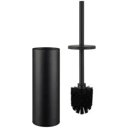 WC-Bürstengarnitur aus Metall in Schwarz - Klobürsten aus rostfreiem Edelstahl, mit Turbo-Loc Klebetechnik für einfache Montage ohne Bohrlöcher, ideal für glatte Oberflächen.