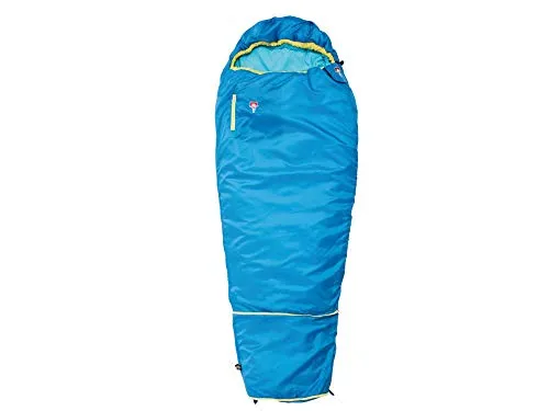 Grüezi bag Kids Grow Colorful Water Blue - Mitwachsender Kinderschlafsack - Mumienschlafsack für Kinder (100-150 cm), raschelfrei für erholsamen Schlaf, ideal für Camping und Übernachtungen, mit erweiterbarem Fußraum und umweltfreundlicher Imprägnierung.