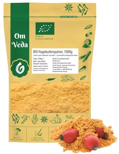 Hagebuttenpulver BIO 1000g | ganze Hagebutte fein gemahlen | Intensiv fruchtig-säuerliches Aroma | Bio-Qualität Organic Rosehip Powder Küche Tee Naturprodukt